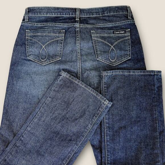 Calvin Klein Classic Bootcut Mid Rise Dark Blue Denim Jeans Womens Size 14X32 - Picture 2 of 11